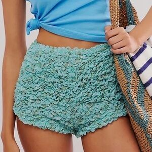 NWOT Free People High Waist “Scrunch it up Micro Shorts”color “Chambray Combo”